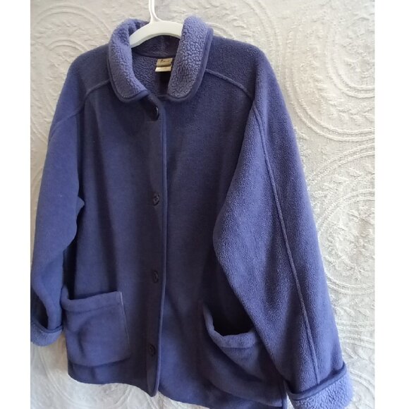 LL Bean Periwinkle Blue Long Fleece Sweater LG (T-359) - Picture 3 of 9